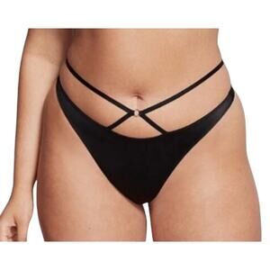 Victoria Secret Very Sexy Strappy Logo Thong Panty Black Large